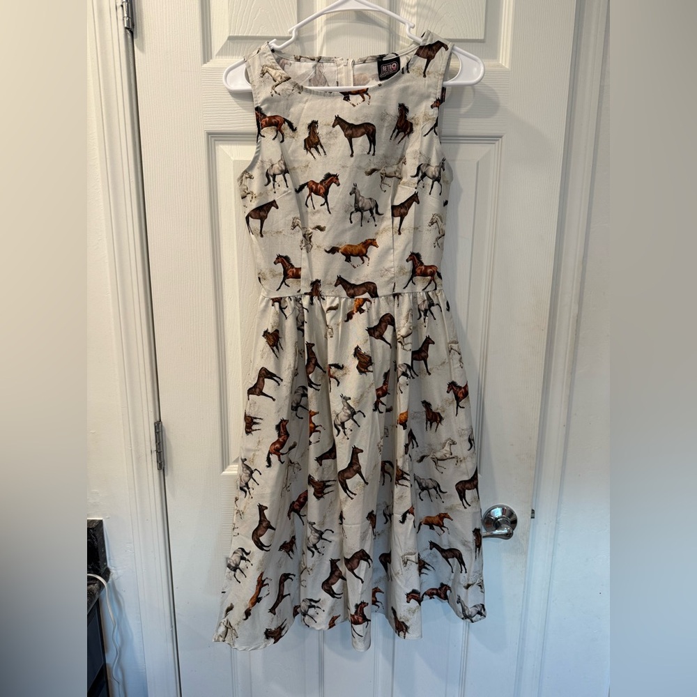 Retrolicious horses midi dress - small